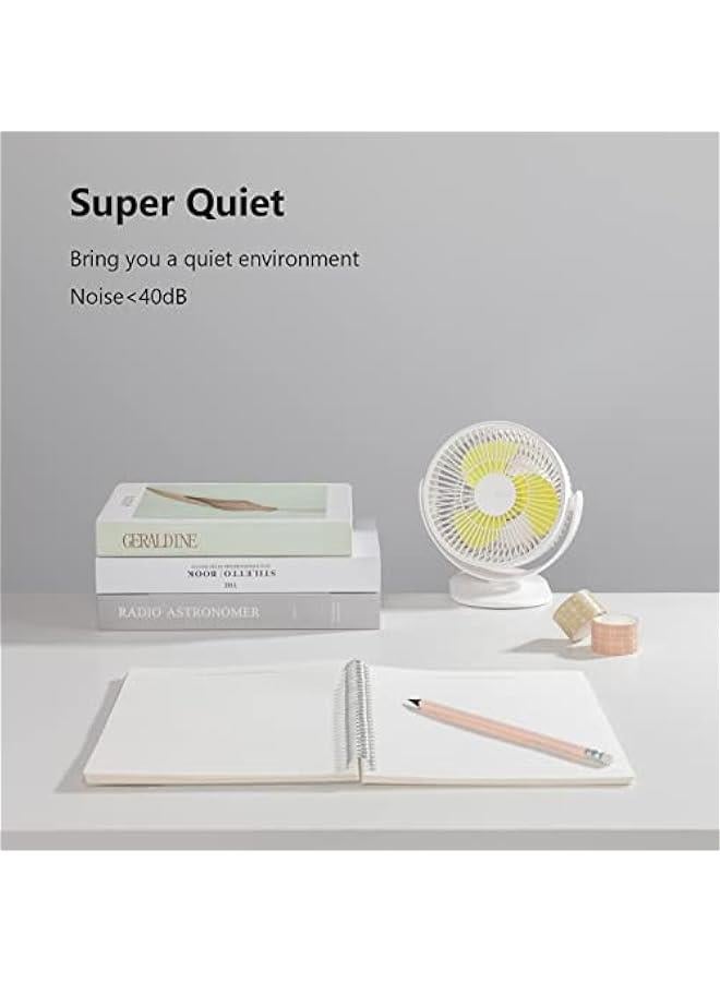 Loquat Clip on Fan, Portable Stroller Fan 4000mAh Rechargeable, Small Desk Battery Operated with 4 Speeds, Strong Wind Ultra Quiet for Office Gym Outdoor Travel - White - Image 3