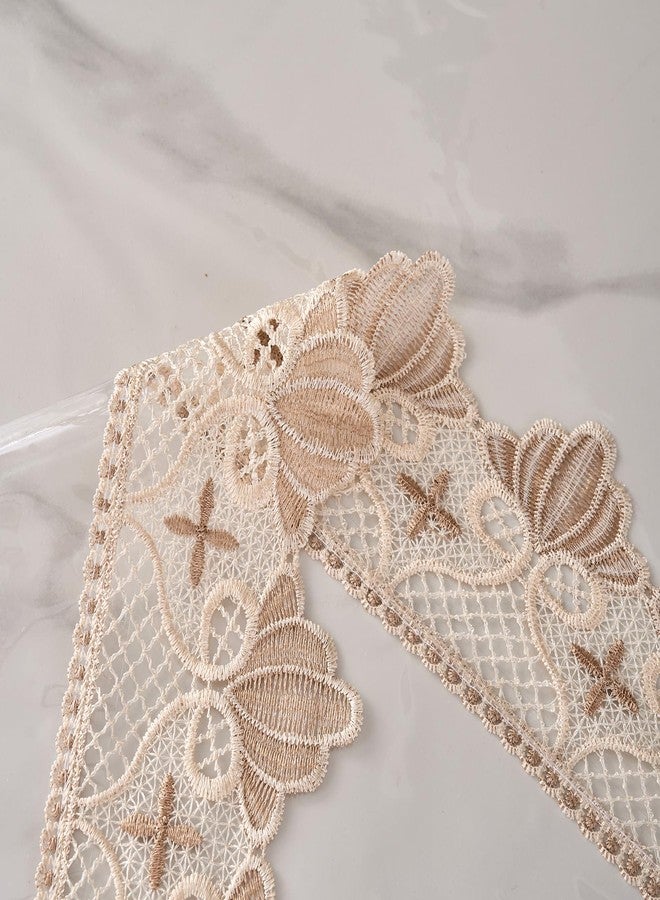 LIBERECOO Clear Vinyl Tablecloth with Stitched Loral Lace Trim, 60 x 60 Square Waterproof Oilproof Plastic Table Cover with Embroidered Edge Tablecloths Protector - Image 3
