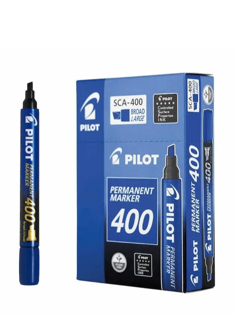 PILOT 12-Piece Permanent Marker Chisel Tip Blue  Ink 