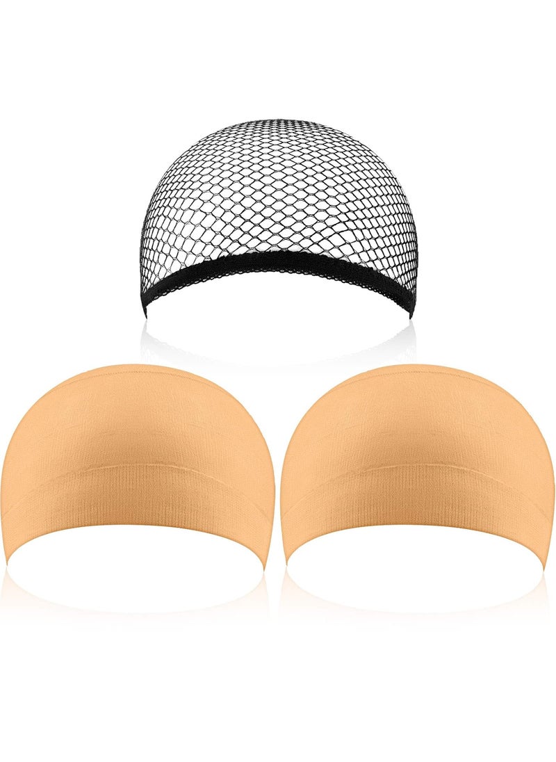 eBoot EBOOT 3 Pcs Wig Caps Black Mesh Wig Cap Net Neutral Nude Beige Wig Cap for Lace Front Wig for Women Men Halloween, Cosplay 