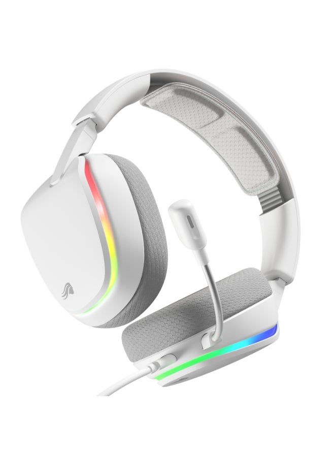 Glorious GHS Eternal RGB - Stereo RGB Gaming Headset for PC, PS5, PS4, Switch - Specially Tuned Driver, Adjustable Detachable Microphone, USB-C - Durable, All Day - White - Image 1