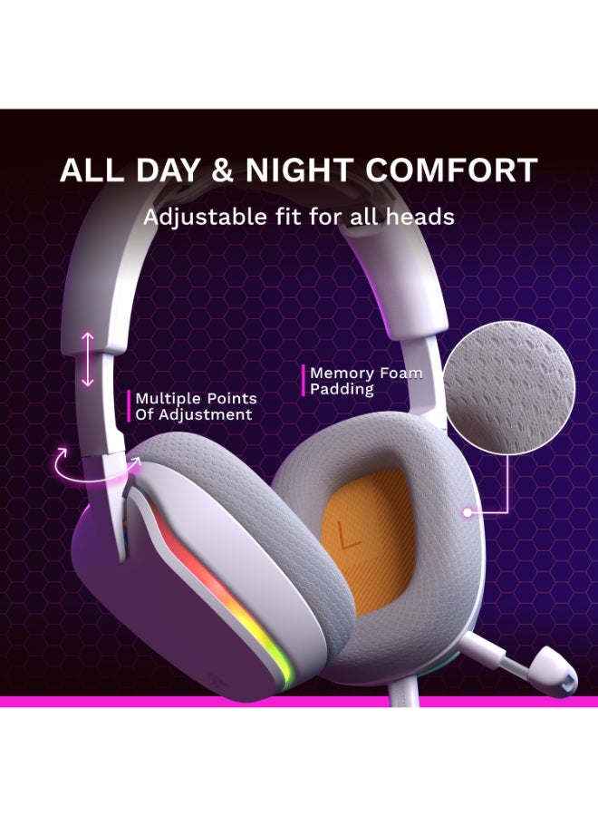 Glorious GHS Eternal RGB - Stereo RGB Gaming Headset for PC, PS5, PS4, Switch - Specially Tuned Driver, Adjustable Detachable Microphone, USB-C - Durable, All Day - White - Image 5