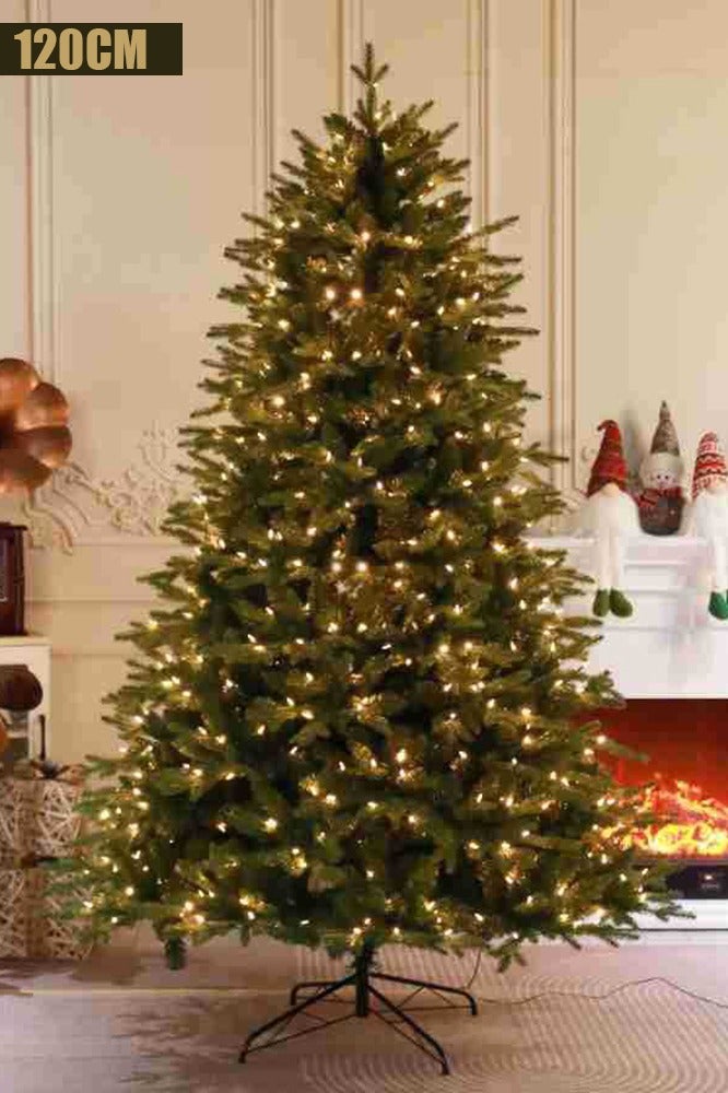 VUCATIN Premium Artificial Christmas Tree with LED Multicolored String Lights Rugged Metal Stand 9 Lighting Modes Xmas Decoration Suitable for Home Office Party New Year Decoration (D:120CM) - Image 1