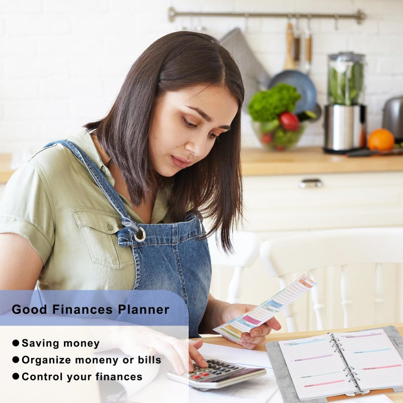 Toplive 7 Pack A5 Planner Inserts Monthly Weekly Planner Refills Paper 6 Ring Expense Budget Sheets with Cash Envelopes Divider Ruler Stickers, for A5 Planner Binder Cover, Colorful - Image 5