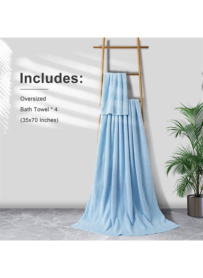 Smuge Extra Large Bath Towel Sheet Set 35x70 Inches - Oversized Bath Towels Set,Jumbo Large Microfiber - Quick Dry, Lightweight,Super Soft,Highly Absorbent Towel Set for Bathroom,Hotel,SPA,Pack of 4 (Blue)  - Image 2