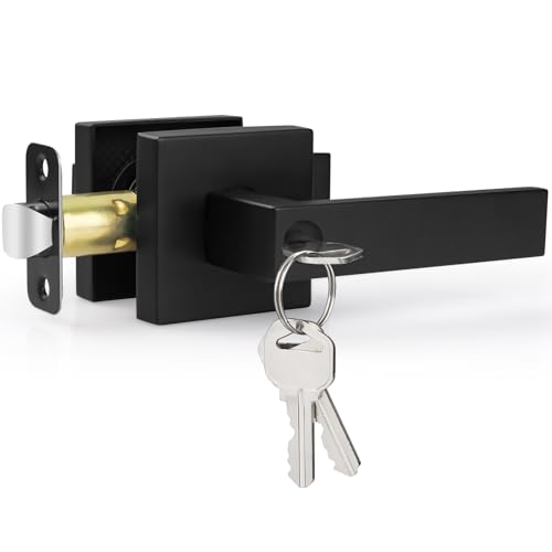 Estmoon Entry Door Handle, Black Door Knob with Lock and Key, Entrance Front Door Lock Heavy Duty Keyed Exterior Door Knob for Bedroom, Bathroom, Front Door, Office, 1 Pack - Image 1