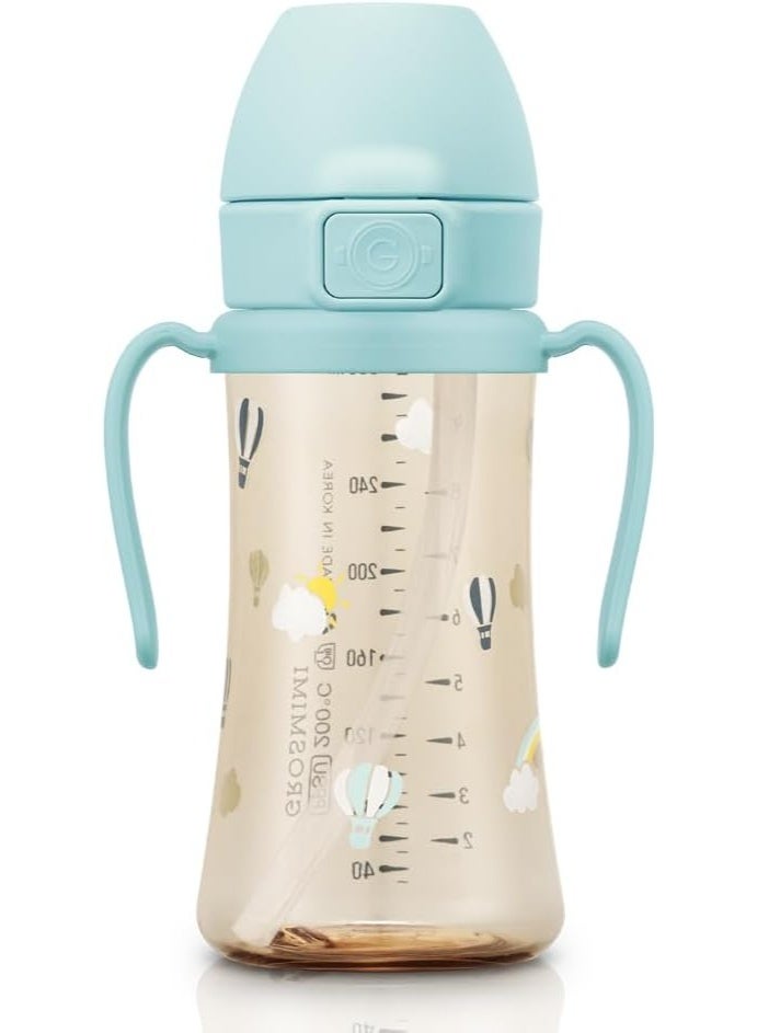 GROSMIMI Flip Top Spill Proof Sippy Cup, PPSU, BPA Free, 10 oz, Stage 2 Straw for Toddlers (Air Balloon) - Image 3