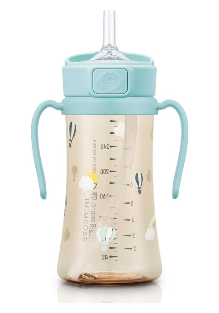 GROSMIMI Flip Top Spill Proof Sippy Cup, PPSU, BPA Free, 10 oz, Stage 2 Straw for Toddlers (Air Balloon) - Image 2