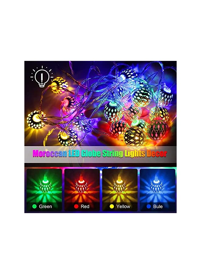 The Bros LED Globe String Lights,7M/23Ft 50LED Battery Powered Moroccan Balls Party Festival Hanging Lights Waterproof Fairy Lights for Home,Party,Wedding,Birthday Decor (Battery Powered-Colorful) - Image 3