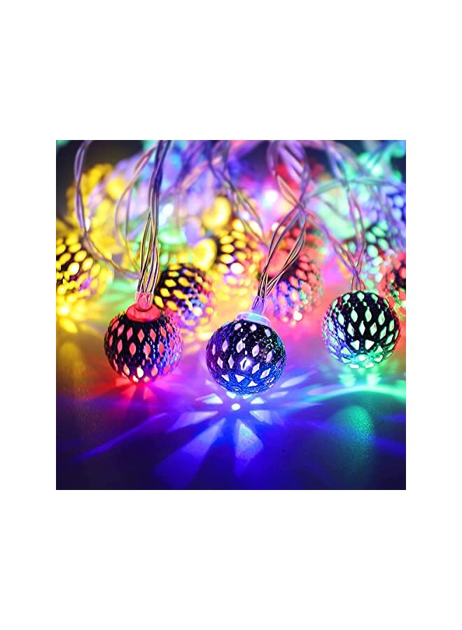 The Bros LED Globe String Lights,7M/23Ft 50LED Battery Powered Moroccan Balls Party Festival Hanging Lights Waterproof Fairy Lights for Home,Party,Wedding,Birthday Decor (Battery Powered-Colorful) - Image 2