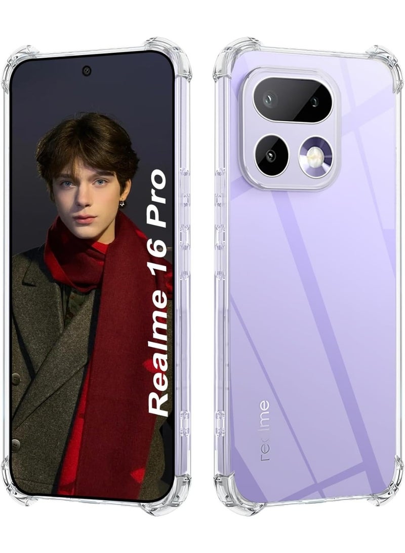 Case Compatible with Realme 16 Pro 5G,Cover Silicone Transparent TPU Gorilla Anti-shock Protector Camera Shockproof Corners - Clear - Image 1