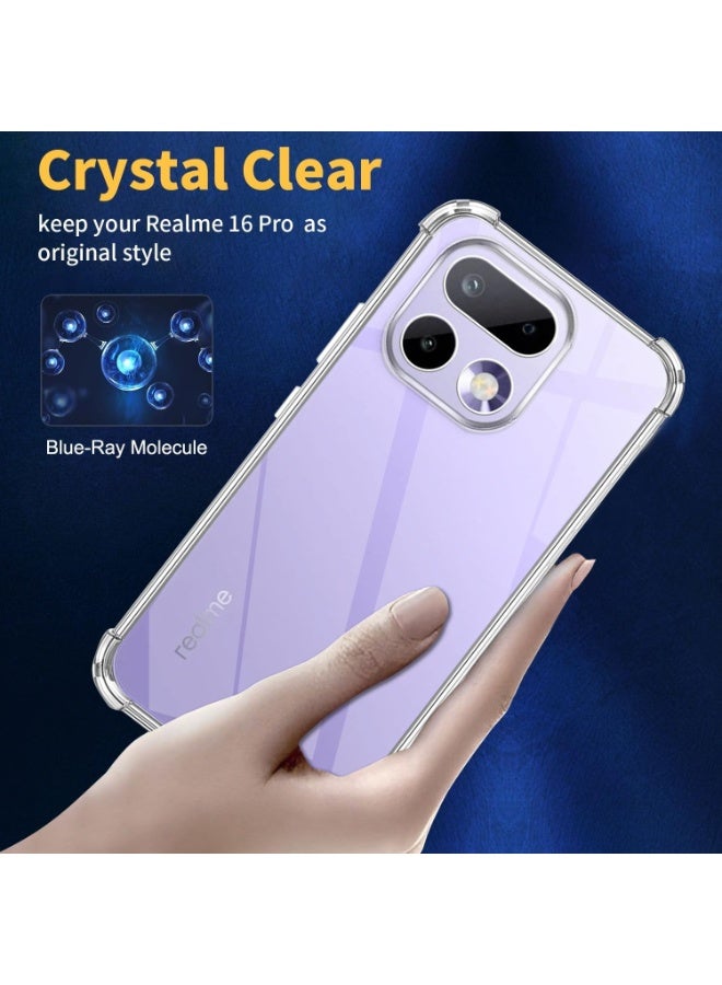 Case Compatible with Realme 16 Pro 5G,Cover Silicone Transparent TPU Gorilla Anti-shock Protector Camera Shockproof Corners - Clear - Image 2