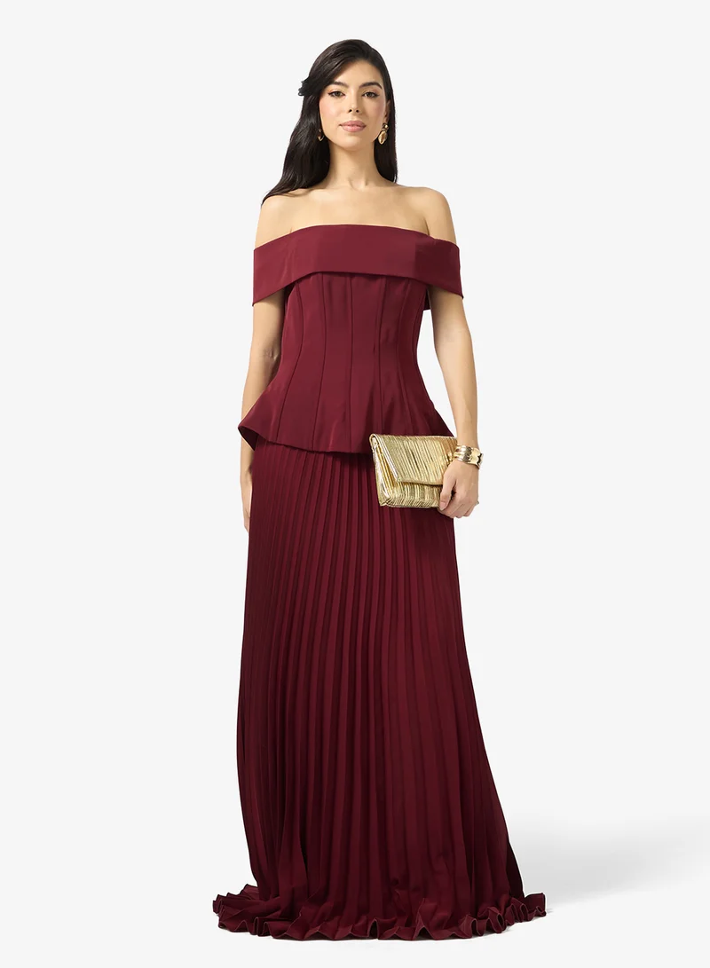 Namshi x  Off Shoulder Peplum Bodice Drop Waist Dress for Women | Best Price UAE