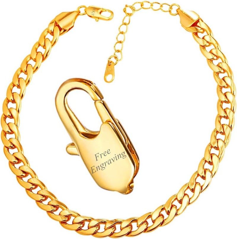 U7 Women Girls Barefoot Jewelry 18K Gold or Rose Gold Stainless Steel Heart/Rope/Figaro/Cuban Chain Anklet Foot Bracelet, 25-30 CM Long - Image 1