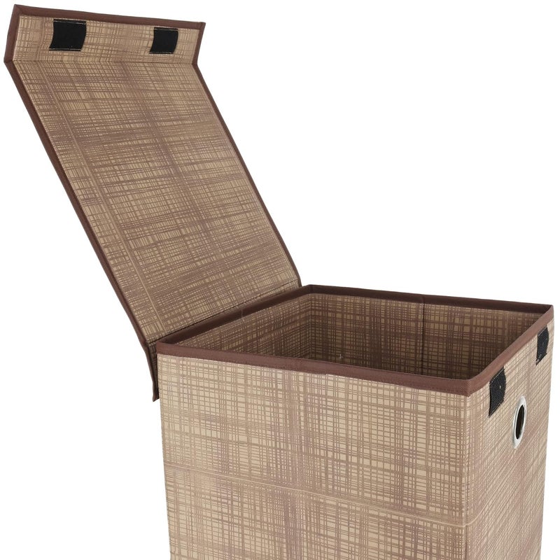 SHREY CREATION Shrey Creation Non Woven Foldable 68 Ltrs Laundry BagStorage BasketBin with Lid and Handle for Washing Clothes for Dirty Dress Pack of 1 Colour Beige Print  - Image 3