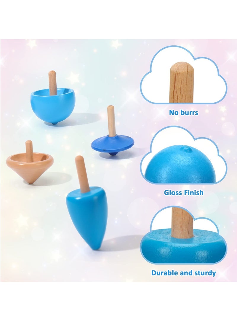 SYOSI Wooden Spinning Tops - Montessori-Inspired Durable Spin Toys for Sensory Play & Fidget Fun - Portable Spin Top Set for Preschool Kids  - Image 5