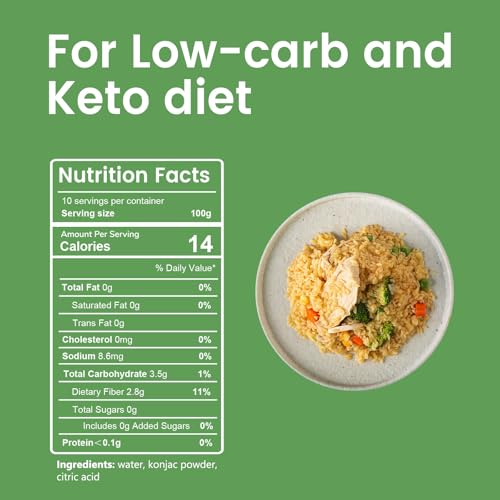 Hethstia Konjac Rice, 10 Packs Shirataki Rice with Oat Fiber, Vegan, Low Calorie Food, Gluten Free, Fat Free, Keto Friendly, Low Carbs, Holiday Gifts, Healthy Diet - Image 2