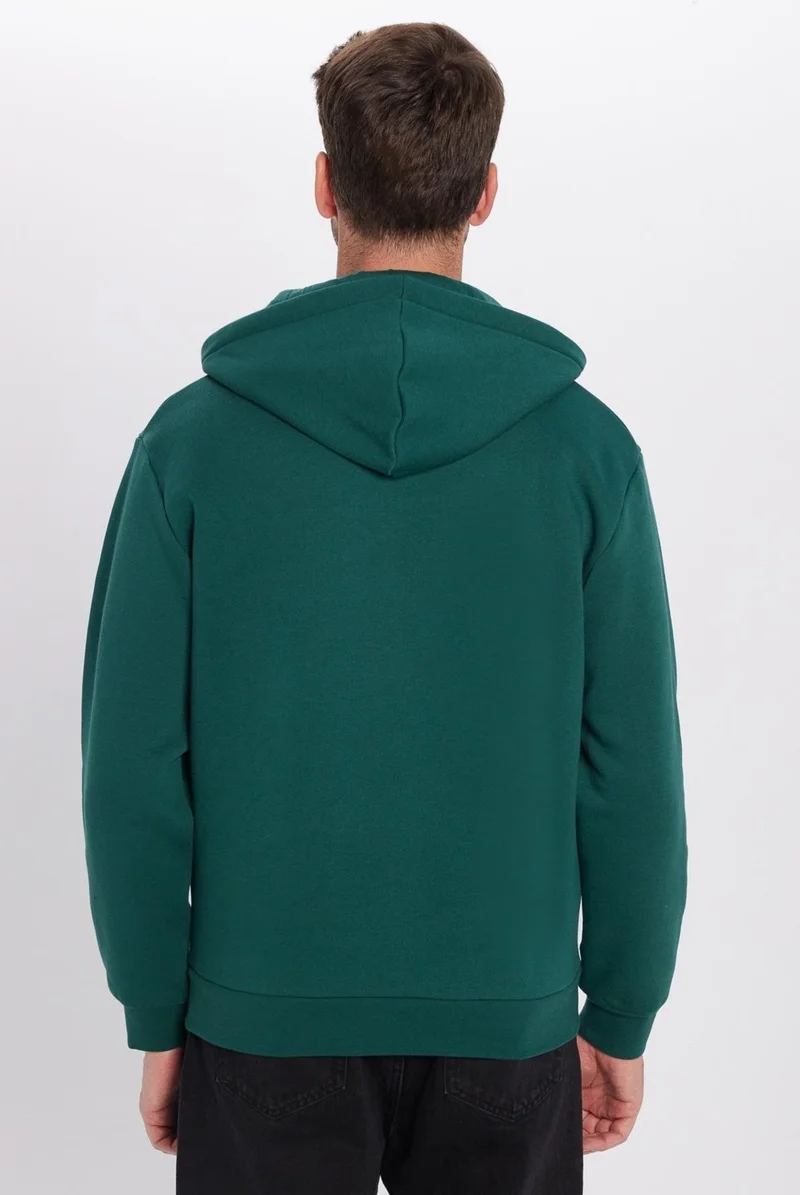 تودورس Relax Fit Comfortable Cut Cotton Fleece Half Zip Khaki Hooded Sweatshirt