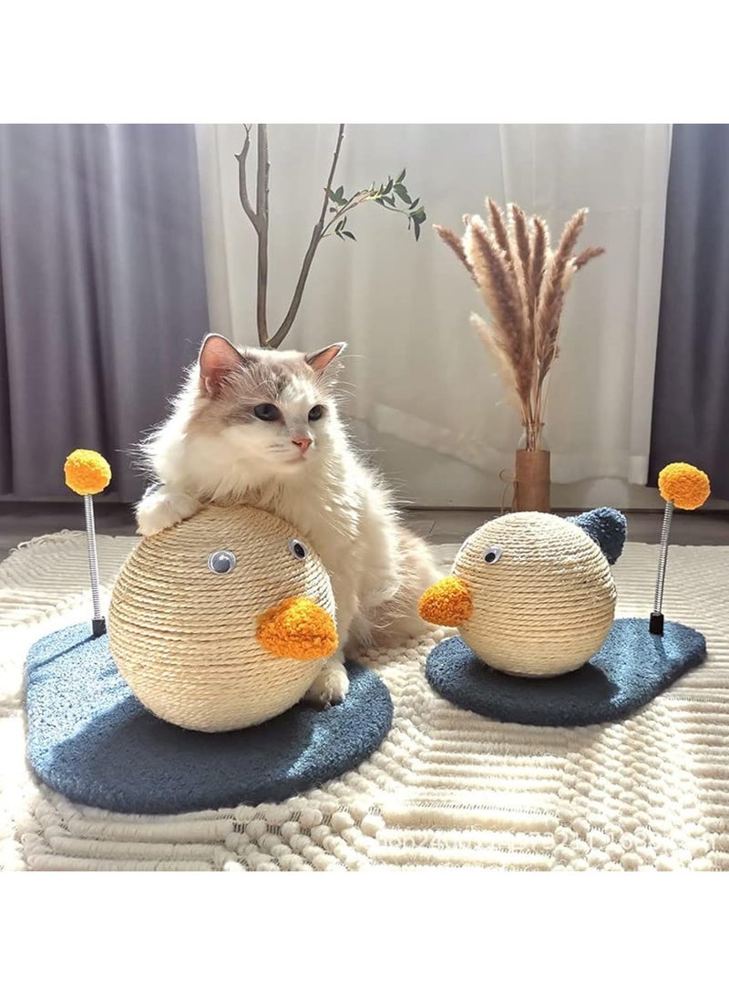 GT-Wheel Cat Scratching Ball 2 in 1 Natural Durable Sisal Ball and Detachable Spring Plush Cat Ball Toy 2Pcs - Image 1