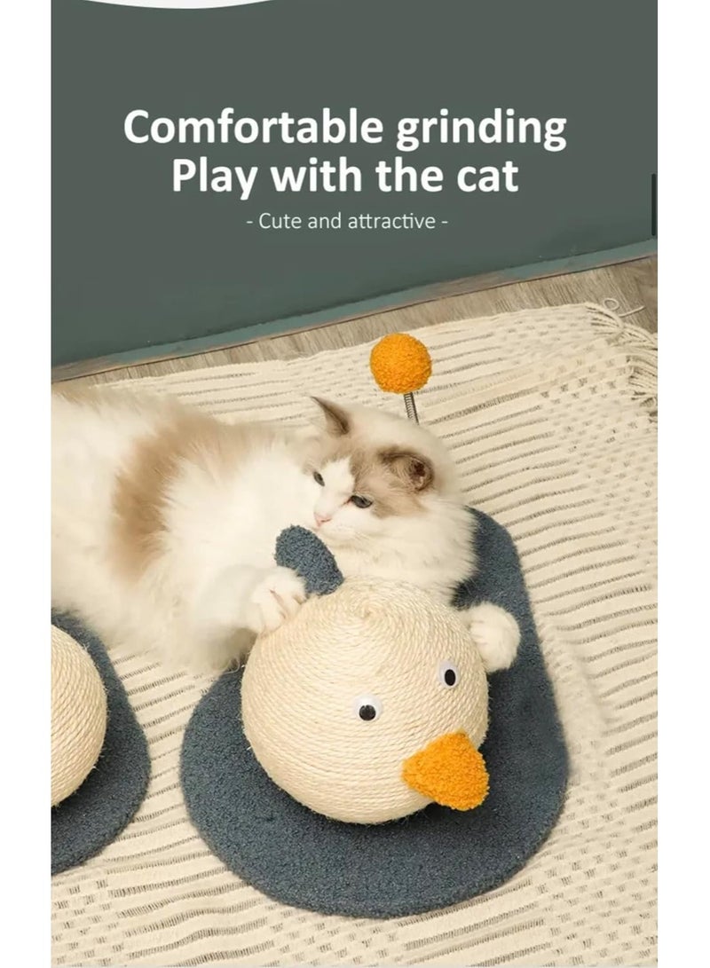 GT-Wheel Cat Scratching Ball 2 in 1 Natural Durable Sisal Ball and Detachable Spring Plush Cat Ball Toy 2Pcs - Image 3