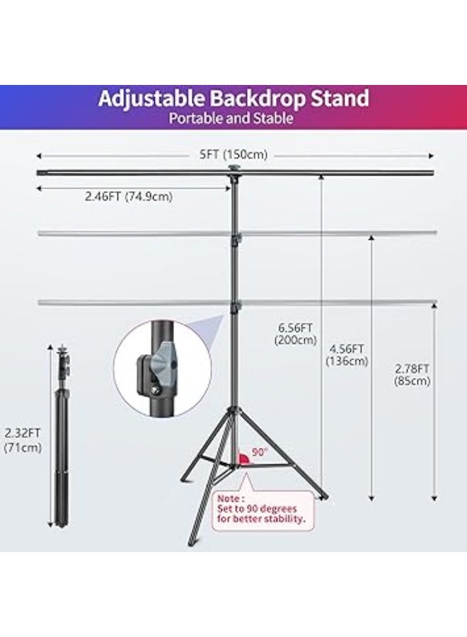 1.50m x 2m green screen with T-shaped backdrop stand kit for photography, photo shooting, video making, and meetings - Image 2