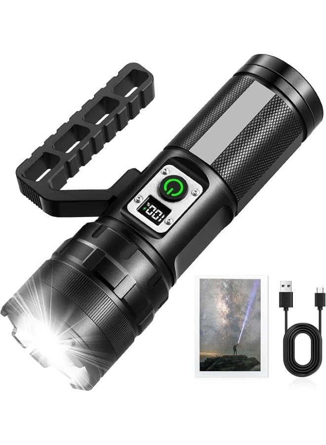 مصباح يدوي LED قابل لإعادة الشحن، إضاءة عالية تصل إلى 900000 لومن، مصباح فائق السطوع مع 11 وضع إضاءة، مقاوم للماء بمعيار IPX6، مصباح يدوي قوي محمول باليد للتخييم وحالات الطوارئ والمشي لمسافات طويلة والمنزل - Image 1