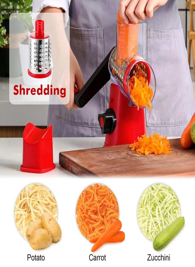 GDL Cheese Grater Rotary, Rotary Grater for Kitchen, Kitchen Grater Vegetable Slicer with 3 Drum Blades, Fast Cutting Cheese Shredder for Vegetables and Nuts - Image 3