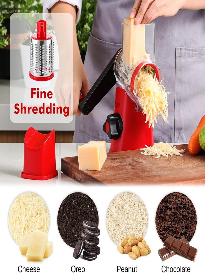 GDL Cheese Grater Rotary, Rotary Grater for Kitchen, Kitchen Grater Vegetable Slicer with 3 Drum Blades, Fast Cutting Cheese Shredder for Vegetables and Nuts - Image 2