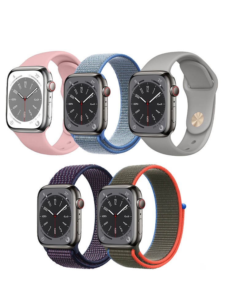Perfii 5pcs Watch Bands Replacement for Apple Watch Strap Compatible with Apple Watch 42/41/40/38mm Series 10/9/8/7/6/5/4/SE - Image 1