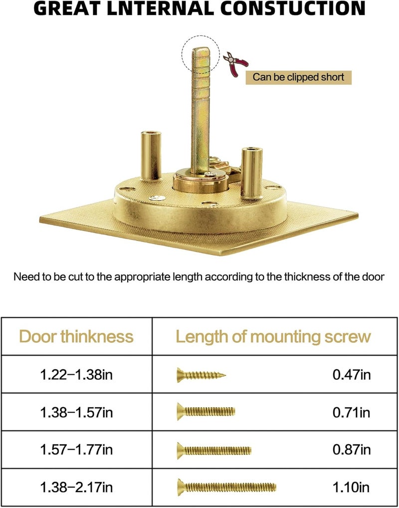 Lethato Pocket Door Hardware Gold, Pocket Door Lock, Pocket Door Latch, Brushed Gold Contemporary Pocket Door Privacy Lock(1 Pack, Square) - Image 3