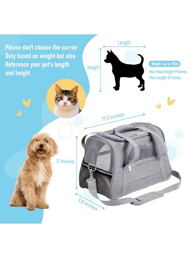 Generic Expandable Pet Carrier for Cats, Dogs, Puppies, and Small Animals, Foldable Soft-Sided Travel Bag with Breathable Mesh, Washable Mat, Zipper, and Strap for Airplane, Car, and Train Travel(Gray)  - Image 3