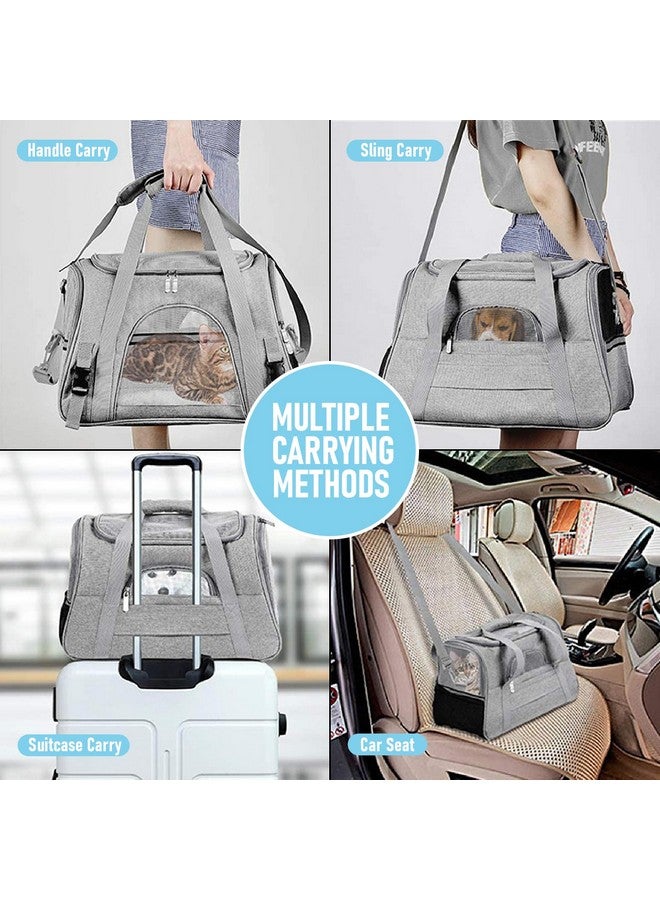 Generic Expandable Pet Carrier for Cats, Dogs, Puppies, and Small Animals, Foldable Soft-Sided Travel Bag with Breathable Mesh, Washable Mat, Zipper, and Strap for Airplane, Car, and Train Travel(Gray)  - Image 5
