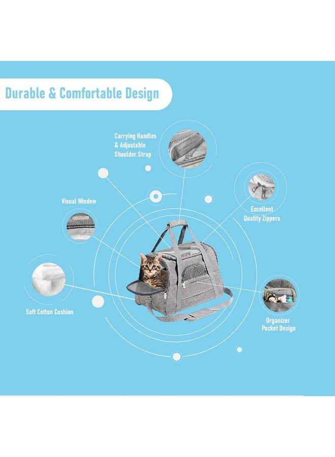 Generic Expandable Pet Carrier for Cats, Dogs, Puppies, and Small Animals, Foldable Soft-Sided Travel Bag with Breathable Mesh, Washable Mat, Zipper, and Strap for Airplane, Car, and Train Travel(Gray)  - Image 2