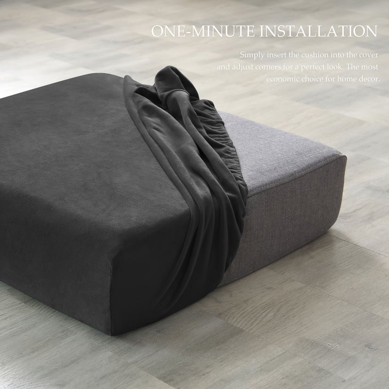 2pcs Ultra Elastic Sofa Cover Set In Black For Single Double Triple Seat - Image 2