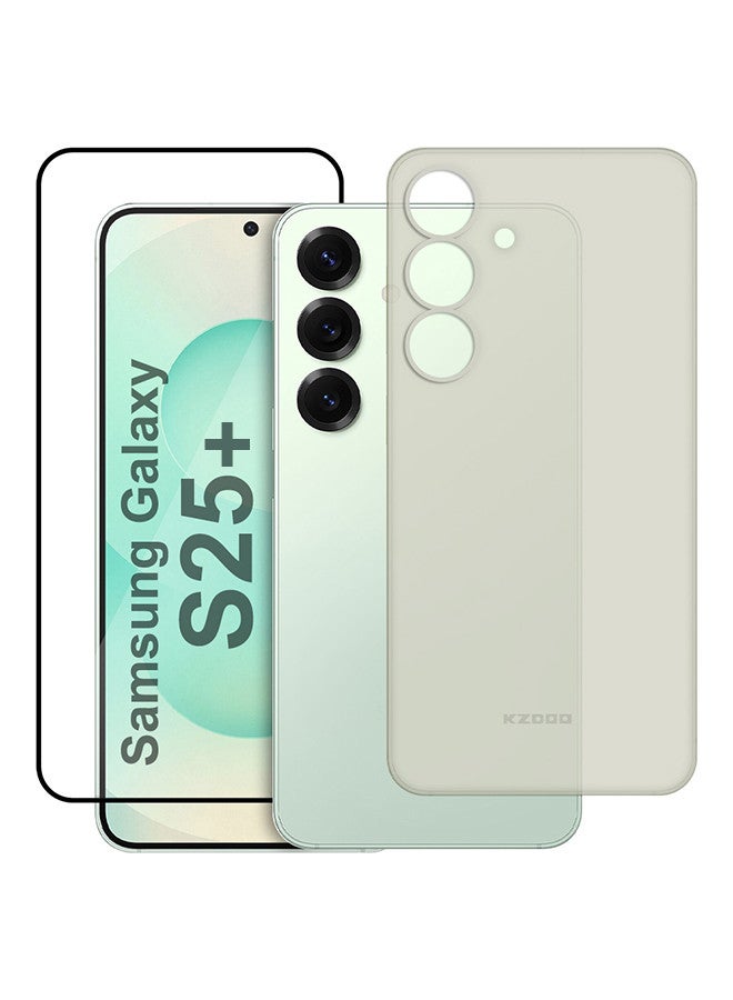 KZDOO 2Packs Case for Galaxy S25 Plus Air Skin Case All Around Full Protection Ultra Slim 0.3mm Thickness 4g Feather Weight with 3D Screen Protector - Frosted Clear - Image 1