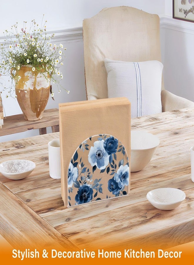 Fustylead Watercolor Gray Blue Floral Peony Flowers Napkin Holder for Table Clear Acrylic Vertical Napkin Holders for Paper Napkins Decor Napkin Dispenser for Home Party Dining Cocktail Kitchen Accessories - Image 2