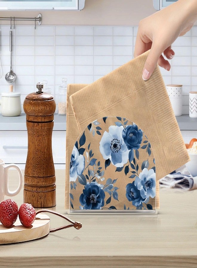 Fustylead Watercolor Gray Blue Floral Peony Flowers Napkin Holder for Table Clear Acrylic Vertical Napkin Holders for Paper Napkins Decor Napkin Dispenser for Home Party Dining Cocktail Kitchen Accessories - Image 5