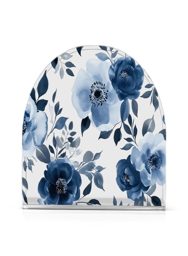 Fustylead Watercolor Gray Blue Floral Peony Flowers Napkin Holder for Table Clear Acrylic Vertical Napkin Holders for Paper Napkins Decor Napkin Dispenser for Home Party Dining Cocktail Kitchen Accessories - Image 1