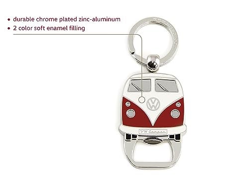 BRISA VW Collection - Volkswagen Keychain Ring Keychain Accessory Keyholder with Bottle Opener in Beetle, T1, T2 Bus Design (T1 Bus/Red) - Image 2