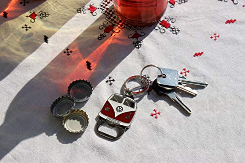 BRISA VW Collection - Volkswagen Keychain Ring Keychain Accessory Keyholder with Bottle Opener in Beetle, T1, T2 Bus Design (T1 Bus/Red) - Image 4