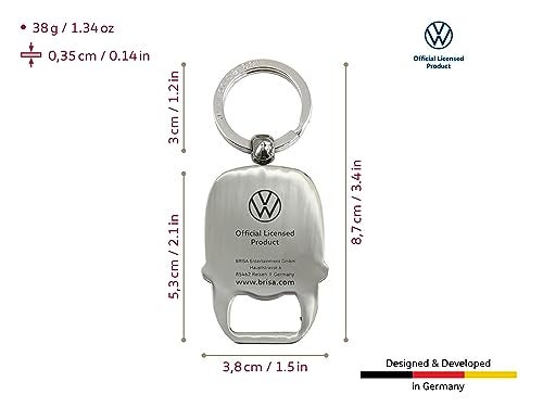 BRISA VW Collection - Volkswagen Keychain Ring Keychain Accessory Keyholder with Bottle Opener in Beetle, T1, T2 Bus Design (T1 Bus/Red) - Image 3