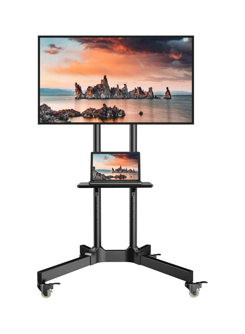 Mobile TV Cart with Wheels for 32-65 Inch LCD LED Plasma Flat Screen TVs- Height Adjustable Rolling TV Stand Hold up to 132 lbs - Image 1