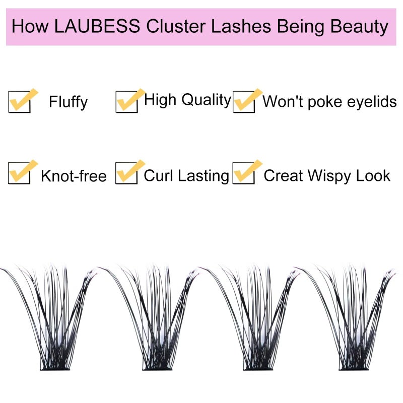 LAUBESS Lash Clusters Extensions 240pcs 40D DIY Eyelash Extension Long Individual Lashes Natural Look Faux Mink Cluster Lashes C Curl Mixed Length (40D-0.07C-9-16mm) - Image 4