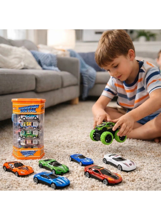 12 Pcs Metal Diecast Toy Car Set with 1 Monster Truck and Storage Container - Ideal Gift - Image 2