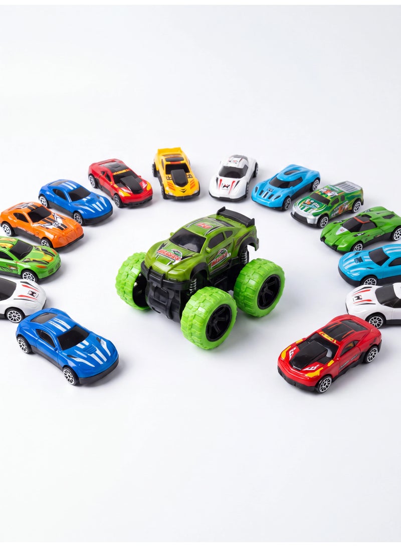 12 Pcs Metal Diecast Toy Car Set with 1 Monster Truck and Storage Container - Ideal Gift - Image 3