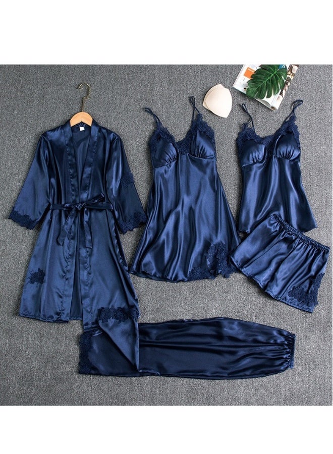 New Five Piece Lce Silk Pajamas 