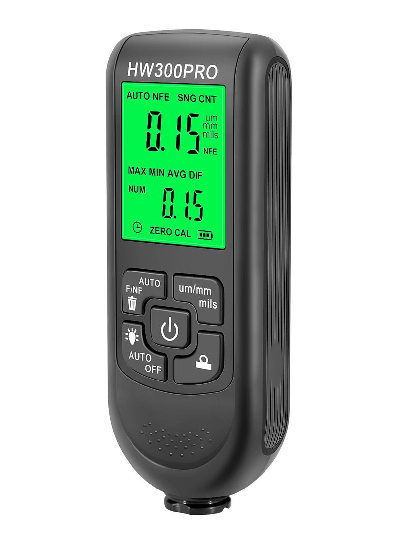 هالامين مقياس سماكة طلاء السيارات الأوتوماتيكي HW-300PRO، لقياس سماكة الطلاء Fe & NFe من 0 إلى 2000 ميكرون، أدوات طلاء السيارات اليدوية.  - Image 2