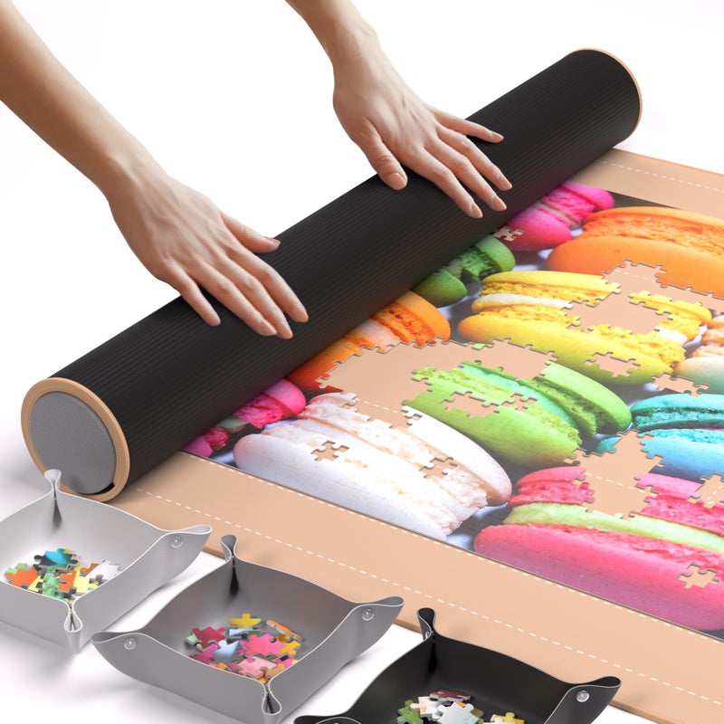 Newverest The Original Newverest Jigsaw Puzzle Mat Roll Up Rose Gold 46 x 26 Portable Keeper Up to 1500 pieces with NonSlip Rubber Bottom Smooth Top 3 Puzzle Sorting Trays TravelFriendly Storage Bag - Image 3