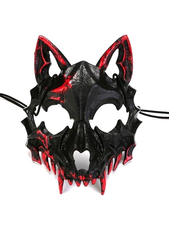 CCOVERY Japanese Costume Mask Half Face Mask Skull Scary Mask Party Cosplay Decorative - Image 1