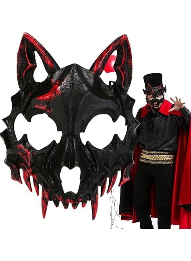 CCOVERY Japanese Costume Mask Half Face Mask Skull Scary Mask Party Cosplay Decorative - Image 3